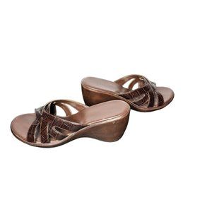 Etienne Aigner Tempt Brown Wedge Sandals Women's Size‎ 7